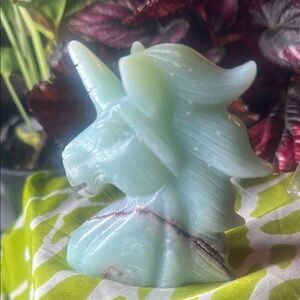 Hand carved Amazon night unicorn head